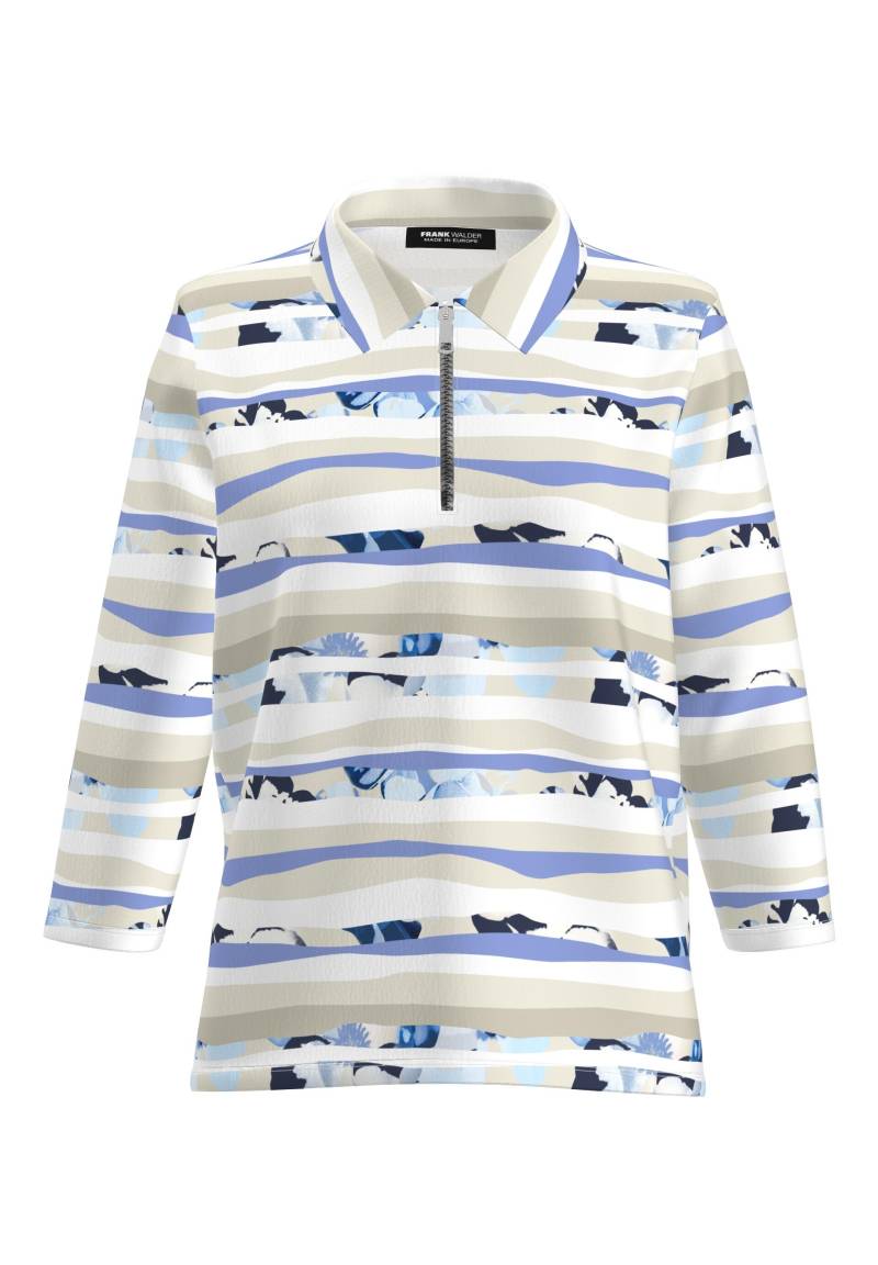 FRANK WALDER - Poloshirt ELEMENTS mit Zip light aqua/pacific blue/sand - Gr. - 42 von FRANK WALDER