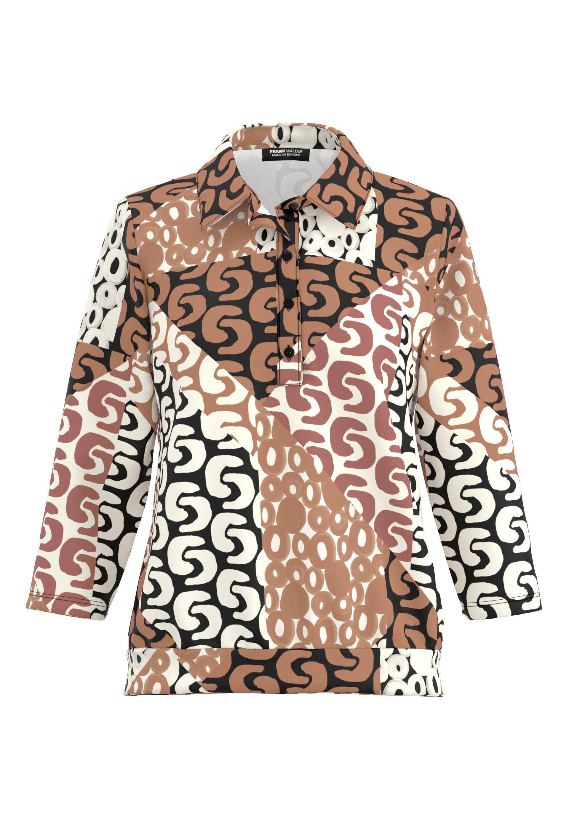 FRANK WALDER - Poloshirt NOS mit Schmuckband cashew/caramel/toffee/schwarz/ecru - Gr. - 46 von FRANK WALDER