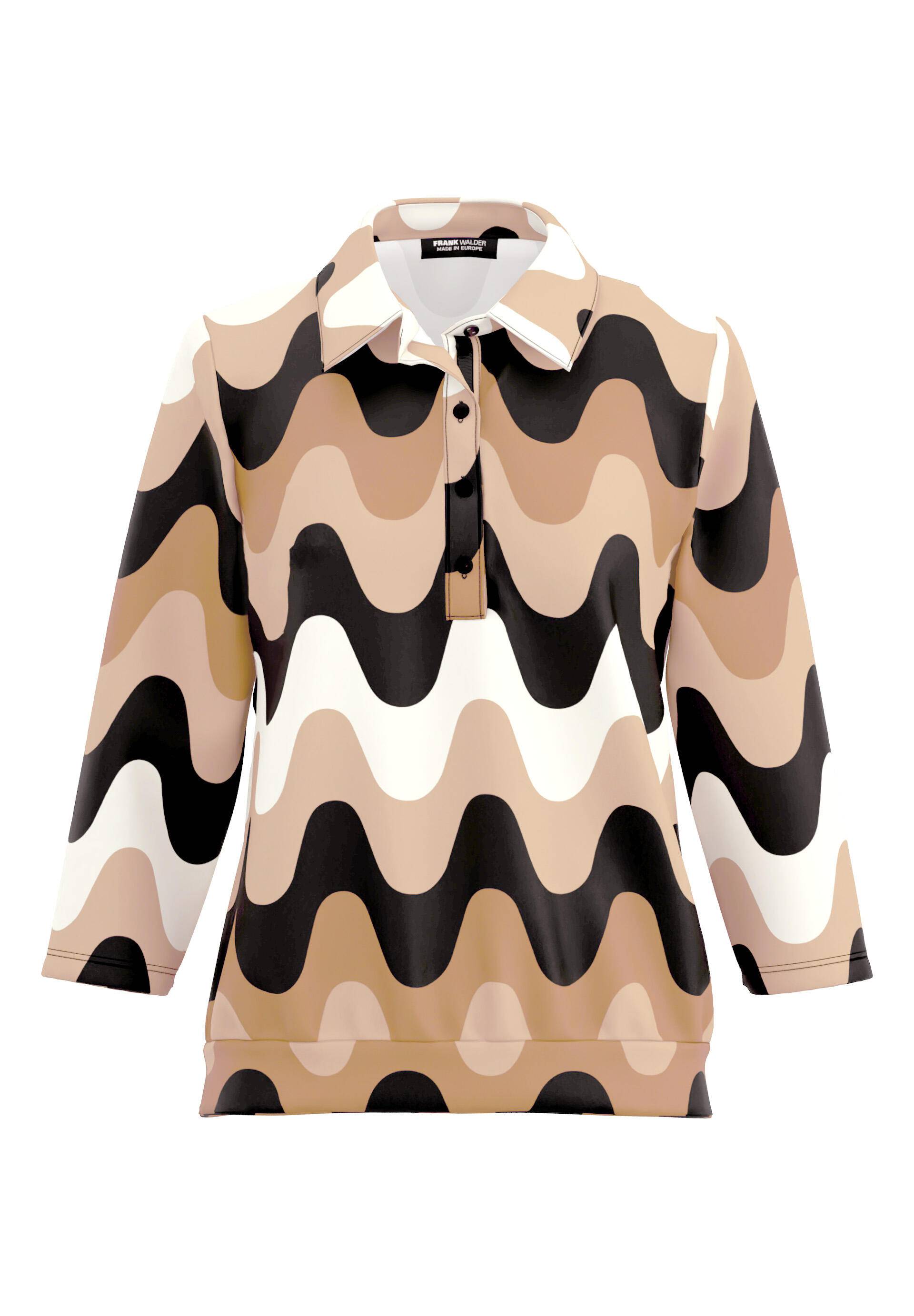 FRANK WALDER - Poloshirt NOS mit Schmuckband cashew/caramel/toffee/schwarz - Gr. - 44 von FRANK WALDER