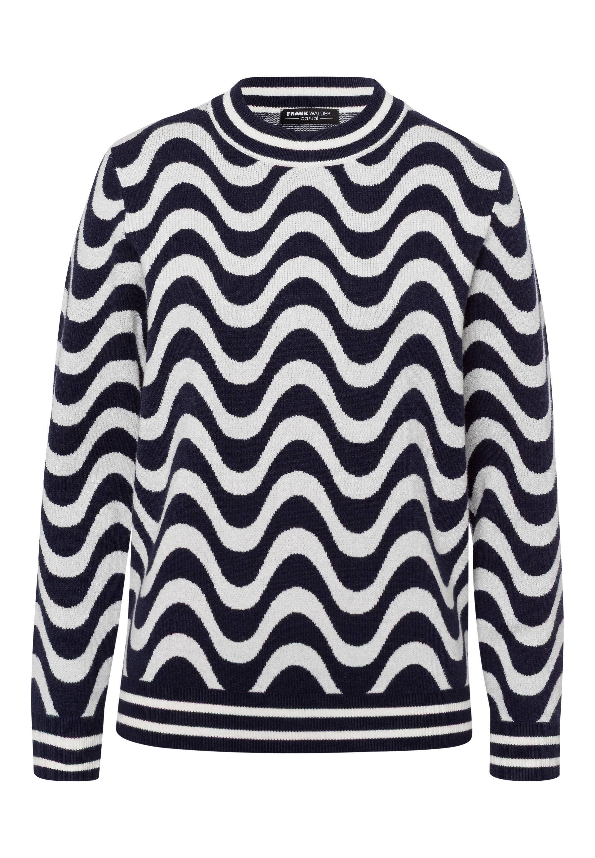 FRANK WALDER - Pullover CASUAL mit graphischen Muster ink/ecru - Gr. - 44 von FRANK WALDER