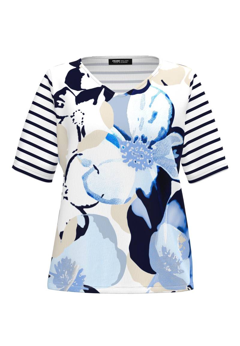 FRANK WALDER - Shirt FRESH RIVIERA mit floralem Print ink/ecru/pacific blue/sand - Gr. - 38 von FRANK WALDER