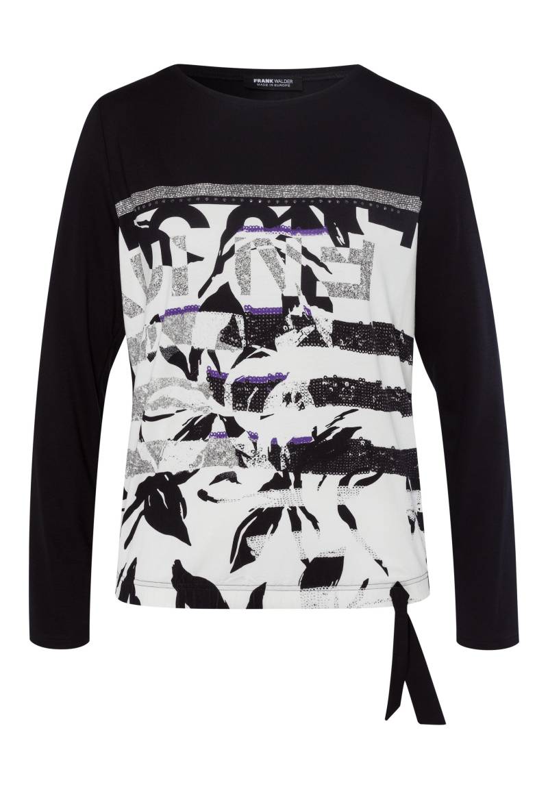FRANK WALDER - Shirt FROZEN FLAIR mit Schmucksteinen schwarz/ecru/deep violet - Gr. - 44 von FRANK WALDER