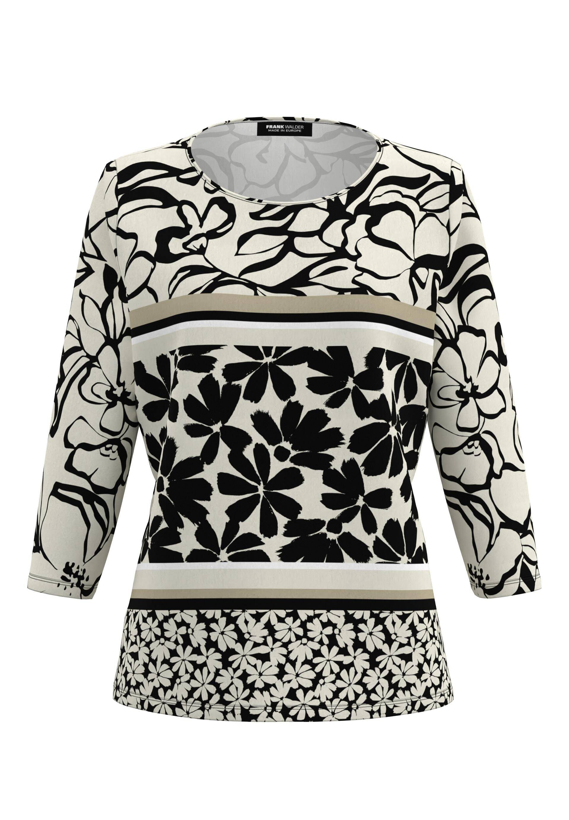 FRANK WALDER - Shirt MONOCHROME ESSENCE mit Panneauxprint ecru/cashew/schwarz - Gr. - 48 von FRANK WALDER