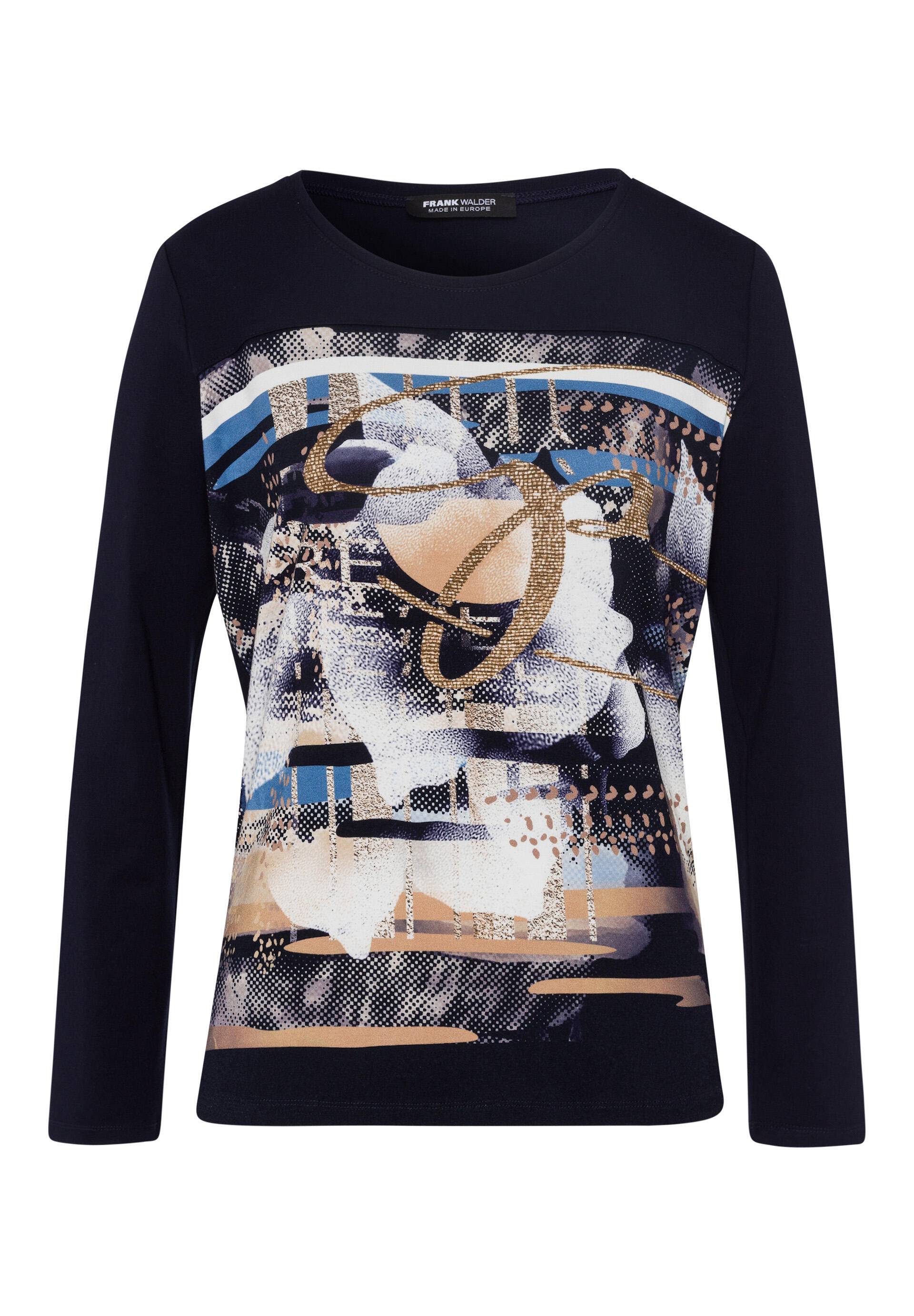 FRANK WALDER - Shirt NEW INSPIRATION mit Rundhalsausschnitt schwarz/ink/camel/ecru - Gr. - 38 von FRANK WALDER