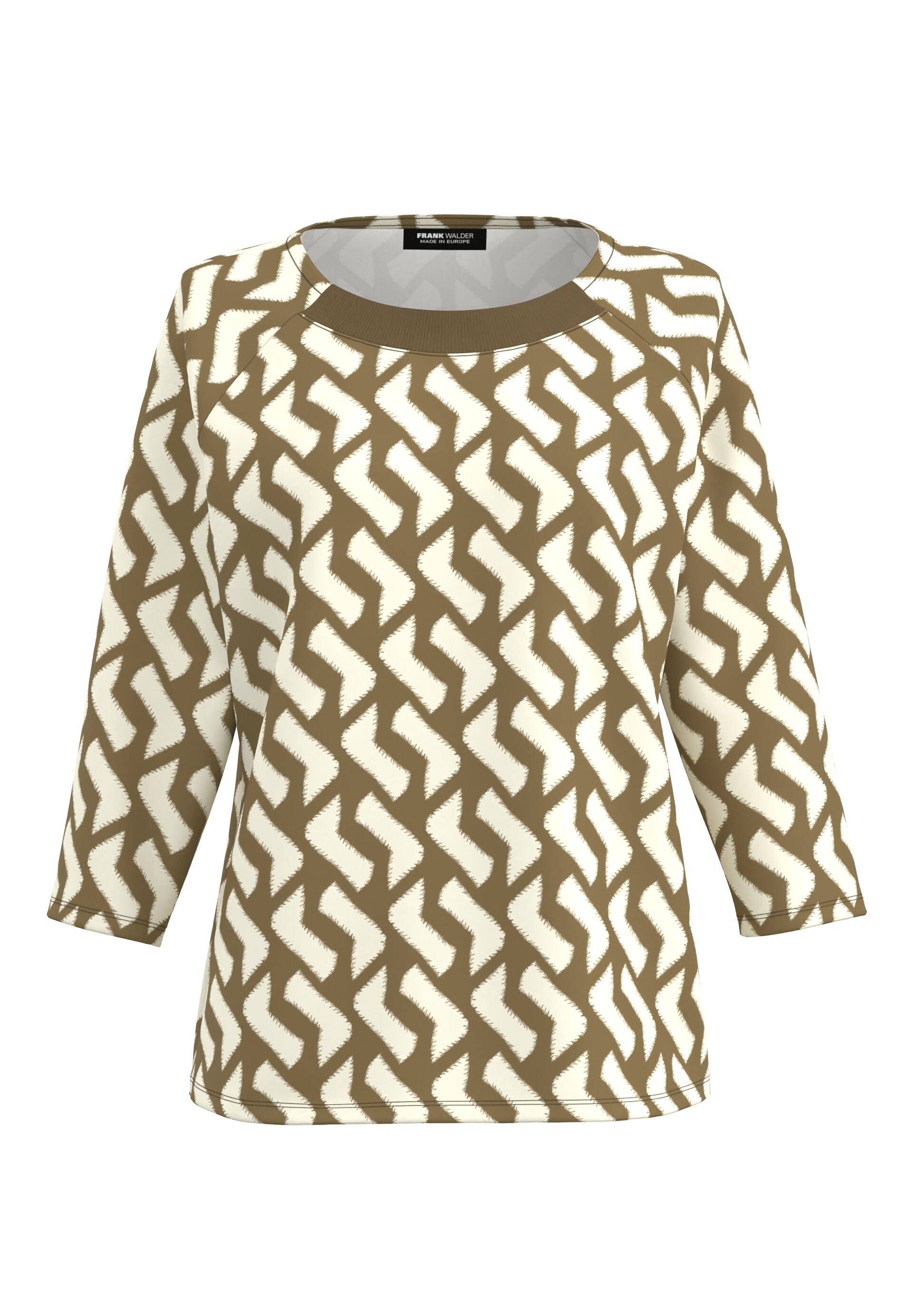 FRANK WALDER - Shirt NOS mit Strickbündchen ecru/marone - Gr. - 48 von FRANK WALDER