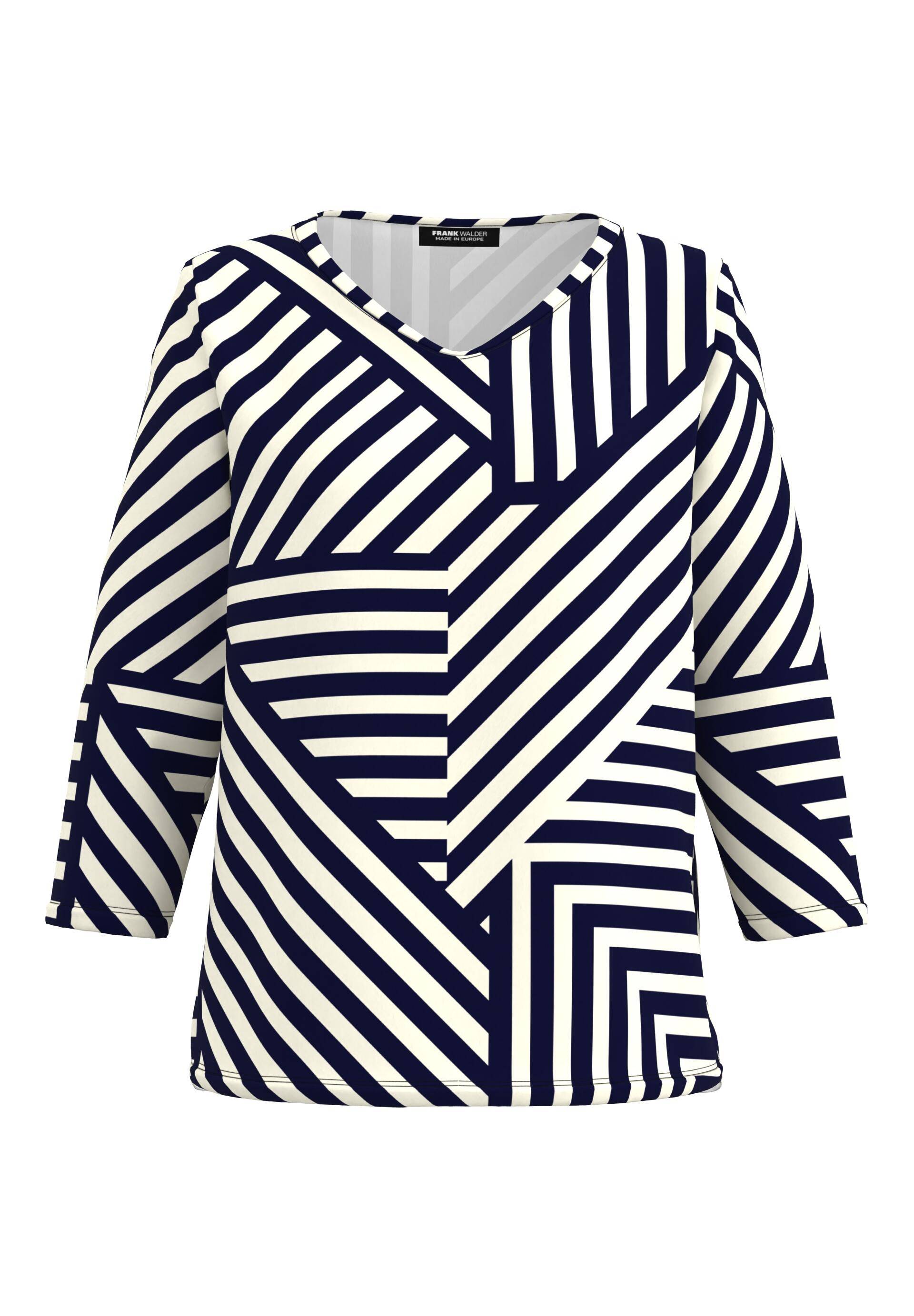 FRANK WALDER - Shirt NOS mit gerundetem V-Ausschnitt ink/ecru - Gr. - 42 von FRANK WALDER
