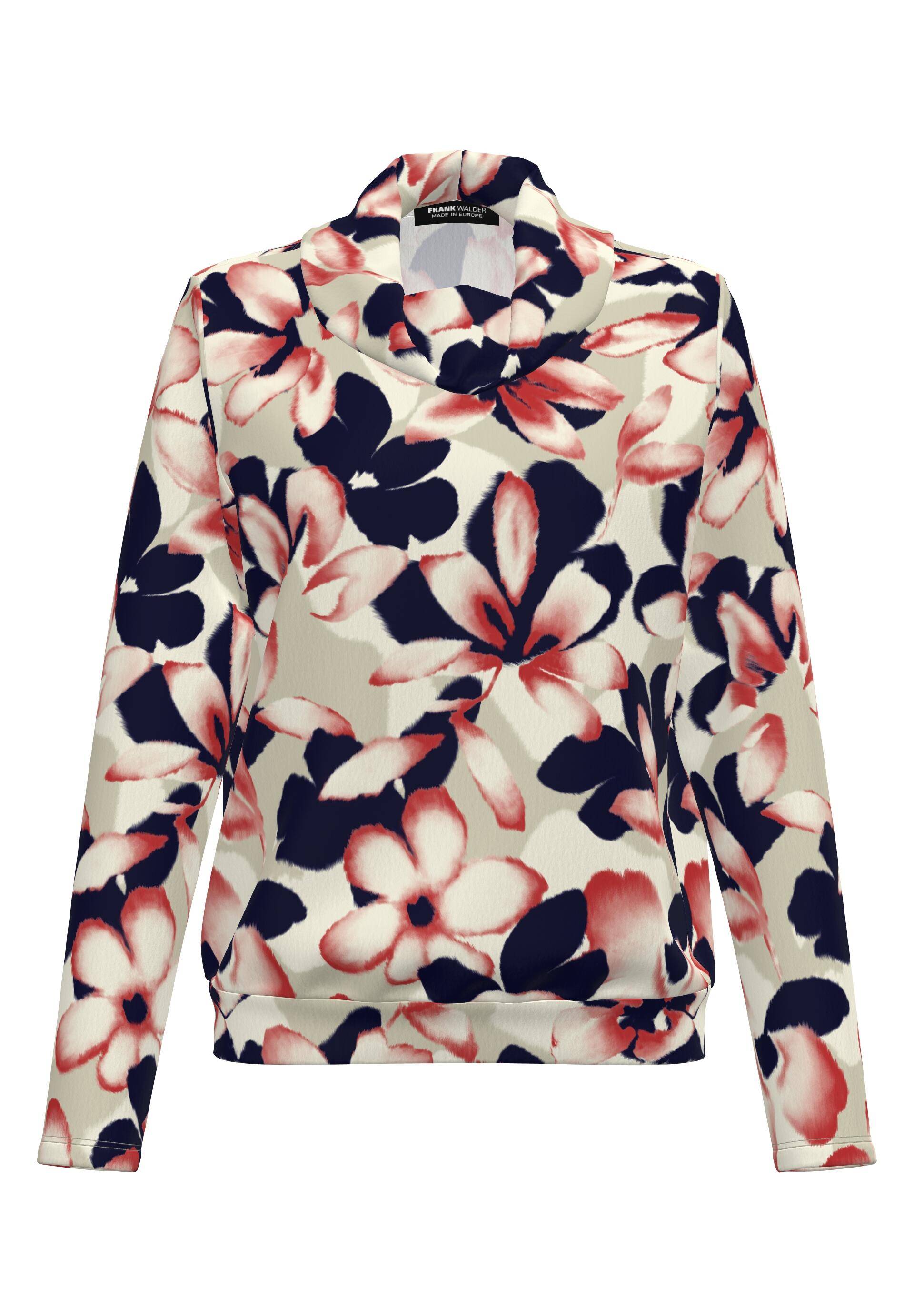 FRANK WALDER - Shirt NOS mit locker fallendem Rollkragen merlot/ink/ecru - Gr. - 44 von FRANK WALDER