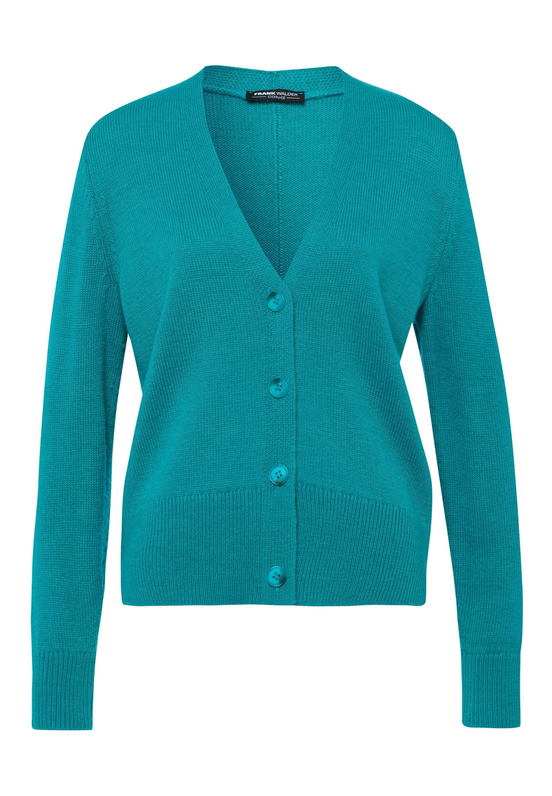 FRANK WALDER - Strickjacke CASUAL im Materialmix teal green - Gr. - 40 von FRANK WALDER