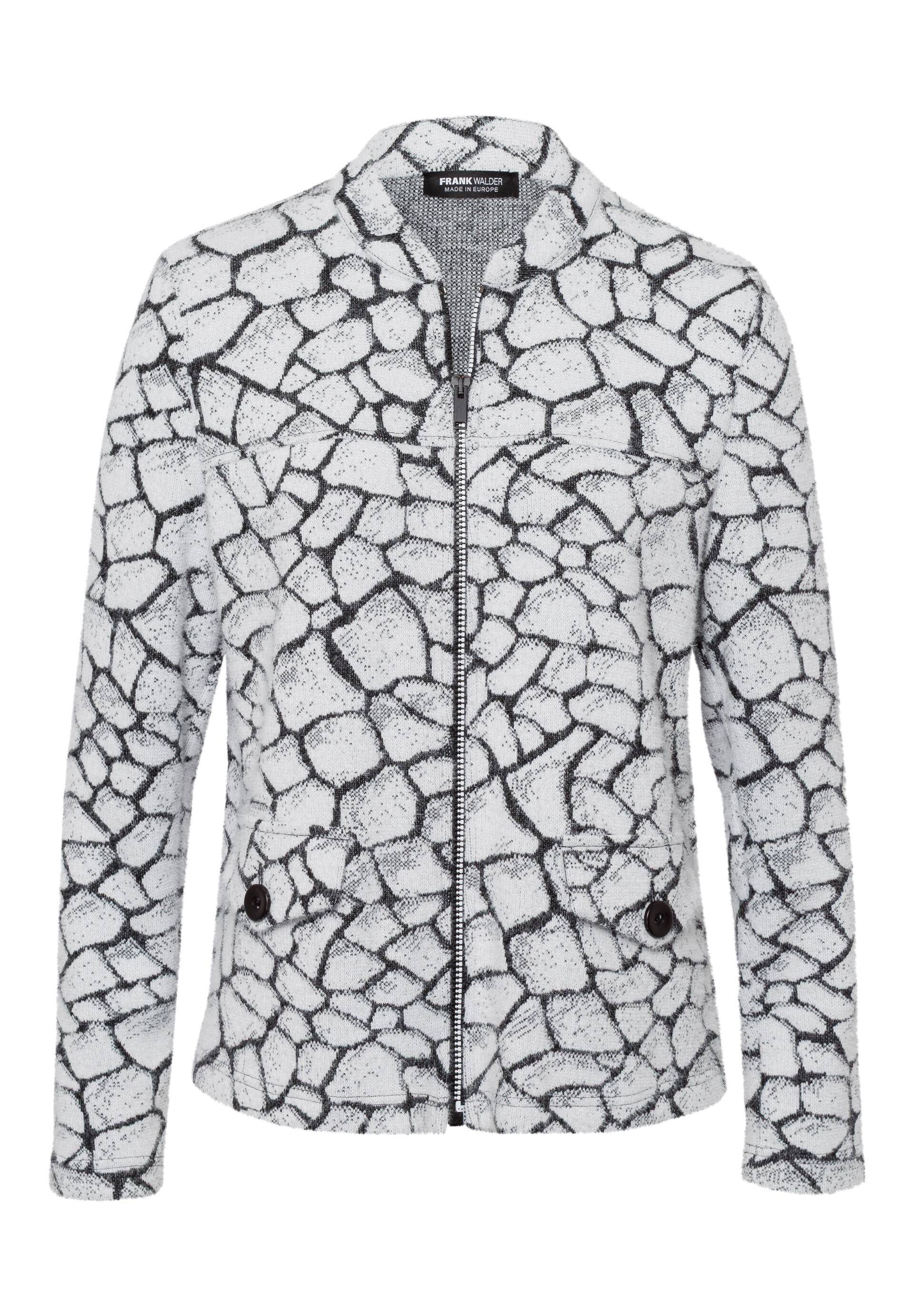 FRANK WALDER - Strickjacke NOS in modernem Fancy-Strick anthrazit/ecru - Gr. - 46 von FRANK WALDER