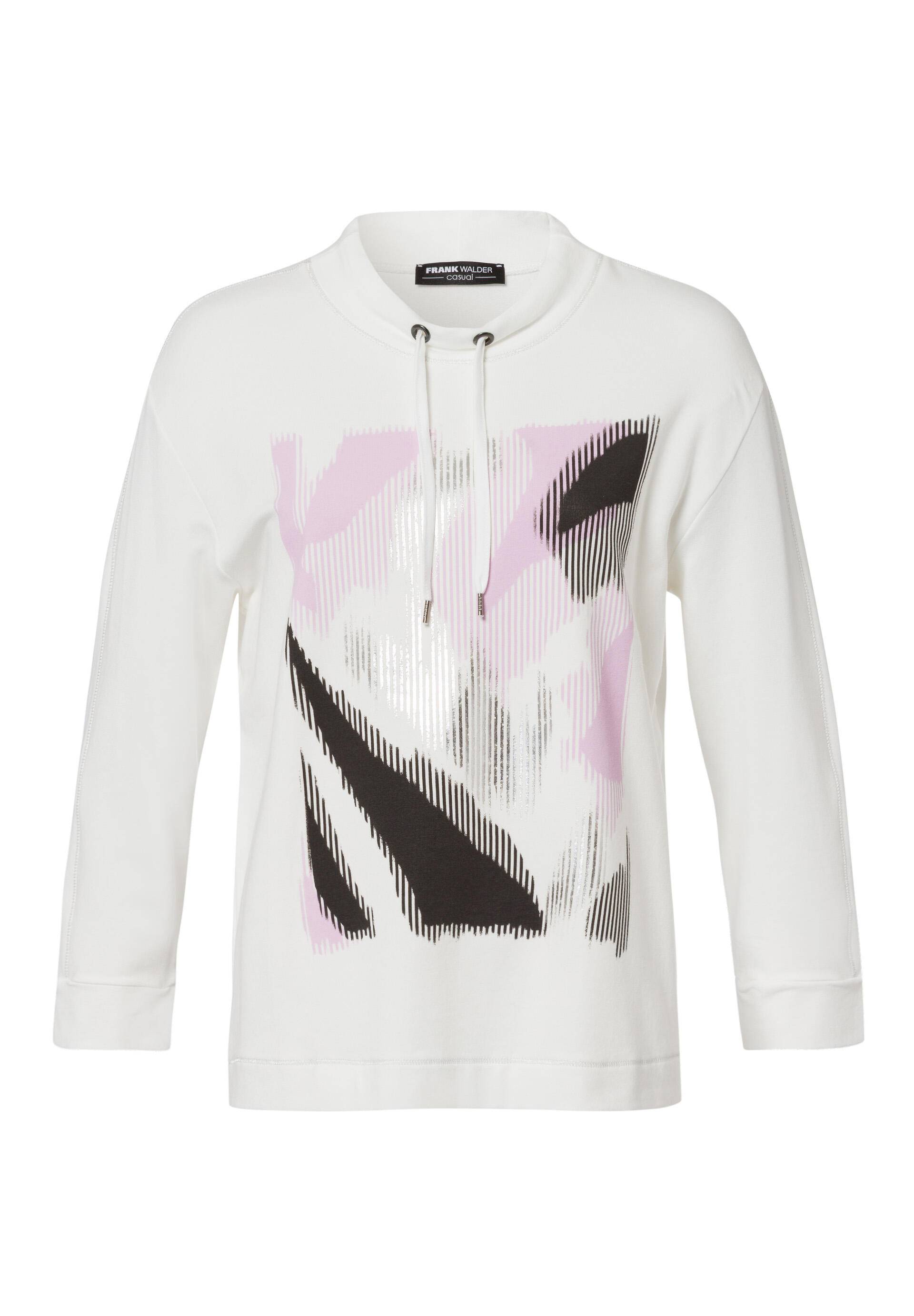 FRANK WALDER - Sweatshirt CASUAL mit Motivprint und Schmuck soft purple/ecru/anthrazit - Gr. - 40 von FRANK WALDER