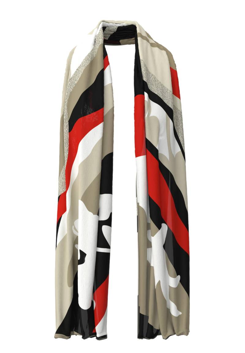 FRANK WALDER - Tuch NOS mit tollem Muster sandstone/cranberry/ecru/schwarz - Gr. - 0 von FRANK WALDER