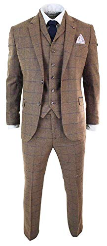 FRANK Herren 3-teiliger Anzug Plaid Slim Fit Zweiknopf Einreiher Hochzeitsblazer Jacke + Weste + Hose von FRANK