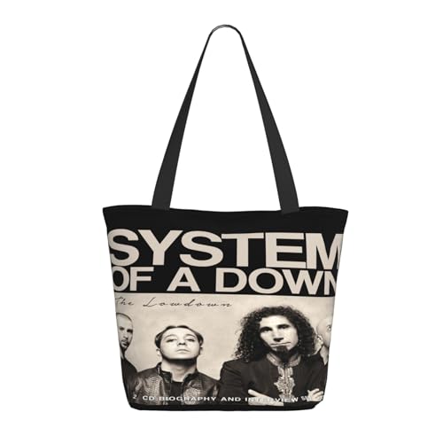 FRANTIO TUIOJAN Damen System of Rock Band the Down Einkaufstasche Stylische Bedruckte Taschen Leicht Gewicht Vielseitig Reißfest Haltbar Geeignet für Einkaufen Reisen und tägliche Aktivitäten von FRANTIO TUIOJAN