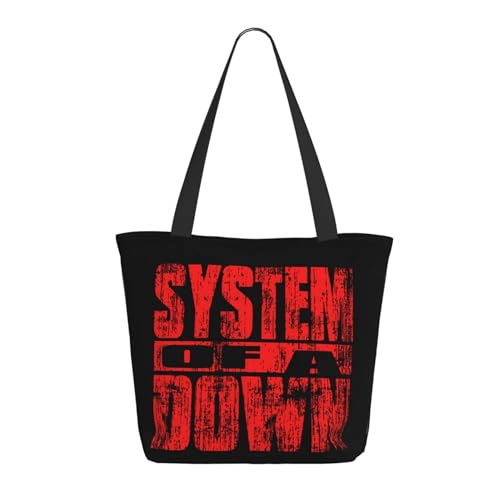 FRANTIO TUIOJAN Damen The SOAD Down Music Rock Band System Einkaufstasche Stylische Bedruckte Taschen Leicht Gewicht Vielseitig Reißfest Haltbar Geeignet für Einkaufen Reisen und tägliche Aktivitäten von FRANTIO TUIOJAN