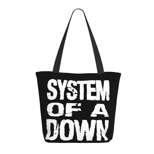FRANTIO TUIOJAN Damen The SOAD Down Music Rock Band System Einkaufstasche Stylische Bedruckte Taschen Leicht Gewicht Vielseitig Reißfest Haltbar Geeignet für Einkaufen Reisen und tägliche Aktivitäten von FRANTIO TUIOJAN