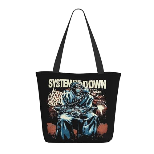 FRANTIO TUIOJAN Damen The SOAD Down Music Rock Band System Einkaufstasche Stylische Bedruckte Taschen Leicht Gewicht Vielseitig Reißfest Haltbar Geeignet für Einkaufen Reisen und tägliche Aktivitäten von FRANTIO TUIOJAN