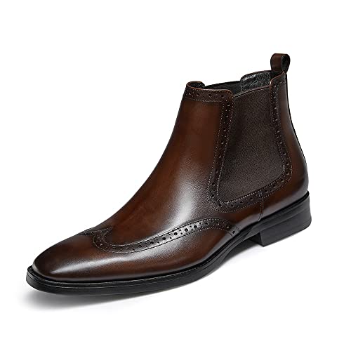 FRASOICUS Chelsea-Stiefel für Herren, echtes Leder, Kaffee, 48 EU von FRASOICUS