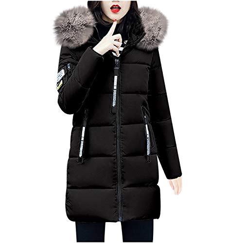 Winter Klassisch Daunenjacke Damen Warme Mantel Frauen Lange Dicke Pelzkragen Baumwolle Parka Slim Jacke FRAUIT Zipper Einfarbig Warm Jumper Top Outwear Bluse von FRAUIT-Frauen Top