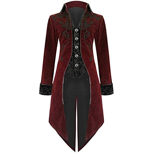 FRAUIT Herren Gothic Steampunk Wintermantel Jacke Bankett Kleid Parka Männer Uniform Praty Outwear Kurz Mantel Warm Atmungsaktiv Bequem Kleidung Top Outwear Coat Bluse von FRAUIT-Herren Top