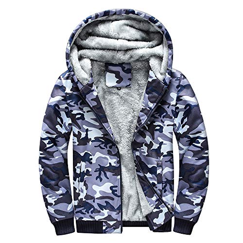 FRAUIT Herren Winterjacke Männer Camouflage Zipper Langarm Jacken Mantel Windbreaker, Windjacke Kapuzenjacke Streetwear Herren/Jungen Warm Parka Coat Kleidung Top Outwear M-4XL (XXXXXL, Mehrfarbig1) von FRAUIT-Herren Top