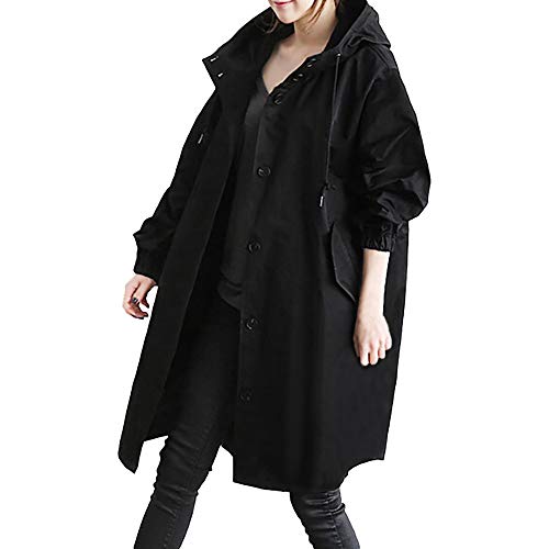 FRAUIT Elegante Mantel Winter Damen Lang Lose Mit Kapuze Windjacke Bequemer Frauen Kurzmantel Trenchcoat von FRAUIT-Frauen Jacken Mantel