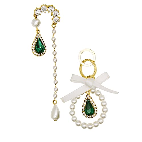 1 Paar Asymmetrische Perlenohrringe für Frauen Silberstift Lange Extravaganter Ohrschmuck Modisches Design für Besondere Anlässe Einzigartiges für Geburtstage Feiertage von FRCOLOR