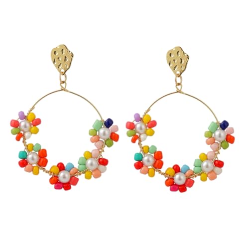 FRCOLOR Perlen Ohrhänger Für Damen Acrylperlen Ohrringe Handgefertigte Perlen Ohrschmuck Einzigartige Ohranhänger Als Für Frauen Schickes Design Für Alltag von FRCOLOR