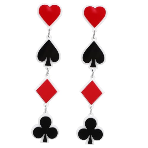 1 Paar Geometrische Ohrringe für Frauen Kreative Baumelnde Ohrringe Form von Spielkarten Hypoallergenes Modeschmuck Accessoire für Besondere Anlässe von FRCOLOR