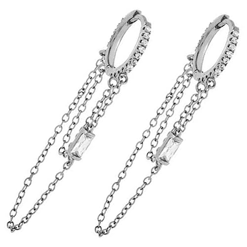 1 Paar Kette Quaste Ohrringe Damen Stylische Creolen mit Einzigartigem Design für Besondere Anlässe Silberfarbene Ohrschmuck für Frauen von FRCOLOR