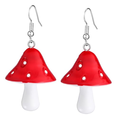 FRCOLOR Kreative Pilzform Damen Ohrringe Kunststoff Ohrringe Kreative Ohrhänger Schicke Simulierte Pilzform Für Damen von FRCOLOR