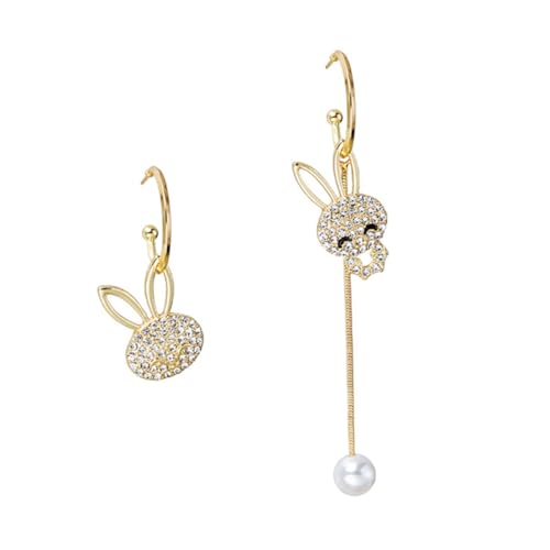FRCOLOR Asymmetrische Strass Häschen Ohrhänger Lange Quaste Ohrschmuck Tropfen Anhänger Ohrringe von FRCOLOR