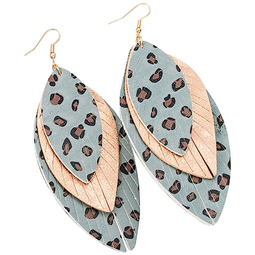 FRCOLOR Leoparden Tropfenohrringe für Damen Bohemian Stil Mehrlagige Baumelnde Ohrringe Modischer Ohrschmuck für Partys und Alltagskleidung von FRCOLOR