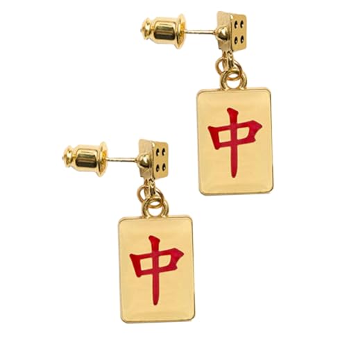 FRCOLOR Zarte Mahjong-ohrringe Modischer Ohrhänger Für Damen Kreativer Silberner Würfel-ohrschmuck von FRCOLOR