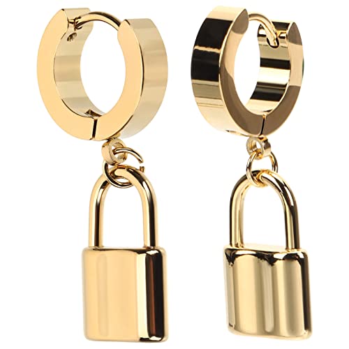 FRCOLOR Creolen Ohrringe für Damen Legierung Trendige Ohrschmuck mit Schloss Creolen für Alltag und Besondere Anlässe von FRCOLOR