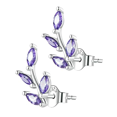 FRCOLOR Damen Ohrringe Zweig Ohrstecker 925 Stück Silber mit Zirkonia Hypoallergen Elegant für Alltag und Besondere Anlässe von FRCOLOR