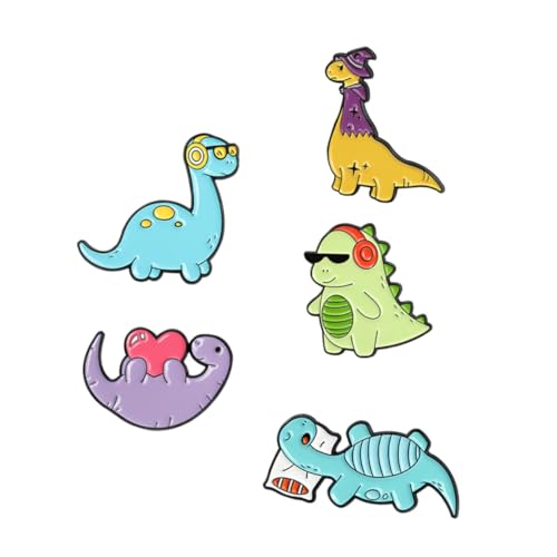 FRCOLOR 5 Stück Kreative Dinosaurier Brosche Legierung Cartoon Pin für Kleidung Bunte Lustige Dekoration für Kinder und Erwachsene von FRCOLOR