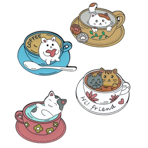 1 Satz Cartoon Katzen Broschen Diy Kostüm Accessoire Für Frauen Dekorative Anstecknadel Für Kleidung Taschen Hochwertige Legierungsbroschen Für 4 Stück von FRCOLOR