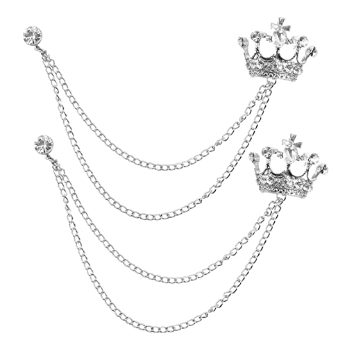 FRCOLOR 2stücke Krone Herren Hemdclip Anzugclip Mantelclip Mit Quastenkettenclip Und Quastenclip Anstecker Für Pullover Anzug Strickjacke Schal Und von FRCOLOR