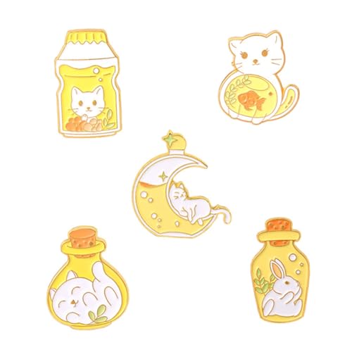 1 Satz Teiliges Katzenbroschen Lustige Cartoon Anstecker Dekorative Pins Für Rucksäcke Kleidung Hüte Leicht Tragbar 5 Stück von FRCOLOR