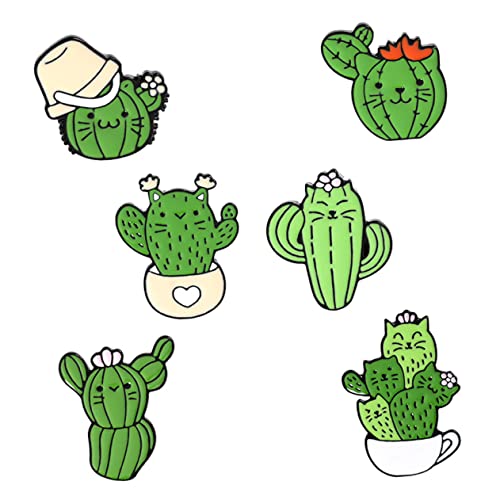 1 Satz Teiliges Kreative Broschen Katzenmotiv Mit Kaktusdesign Modisches Accessoire Für Kleidung Taschen Rucksäcke Perfektes 6 Stück von FRCOLOR