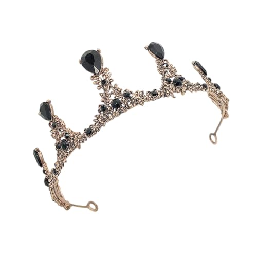FRCOLOR Retro-krone Kopfschmuck Hochwertiger Barockstil Schwarzer Brautkopfschmuck für Frauen Hochzeitskleid Requisite von FRCOLOR
