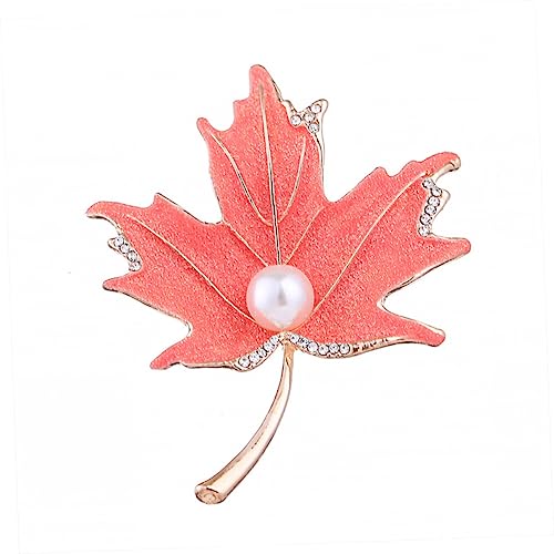 1 Stück Ahornblatt Brosche mit Perlenverzierung Brustnadel für Damen Modisches Accessoire für Kleider Schals Besondere Anlässe von FRCOLOR