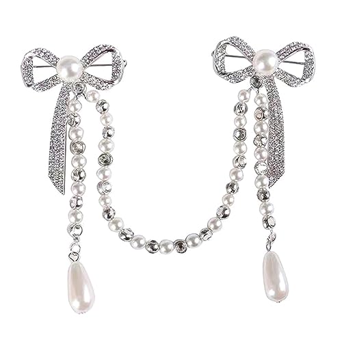 FRCOLOR Kreative Brosche Für Damen Stilvolle Kettenbrosche Mit Strass Hochzeits Corsagenbrosche Für Brautkleider Schals Und Hüte Für Partys Und Tägliches Tragen Robuste Anstecknadel von FRCOLOR