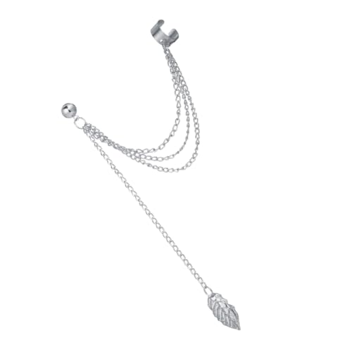 FRCOLOR Clip-ohrhänger Aus Silber Ohrketten Für Damen Schlichtes Ohrclip-zubehör Aus Stilvolle Ohrschmuck-accessoires Mit Blattmotiv Und Ketten-design Angenehm Zu Tragen Und von FRCOLOR