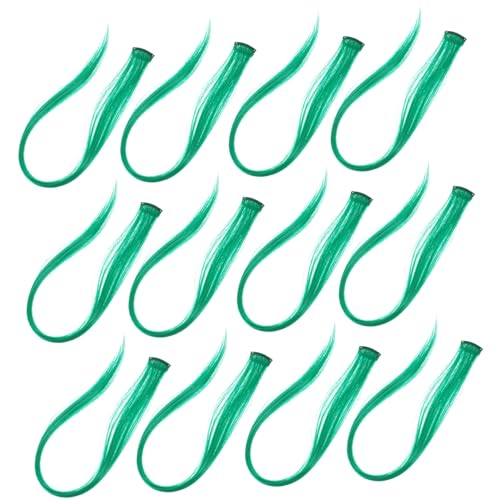 FRCOLOR Einzigartige Grüne Glatte Haarverlängerungen 12 Stück Haarteil Für Damen Sichere Und Bequeme Perücke Für Mädchen von FRCOLOR