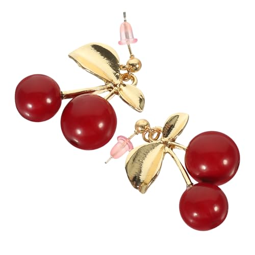 FRCOLOR Kirschohrstecker Kirschohrringe Kirschanhänger Damenohrringe Ohrdekoration Schleifenform Kirschdesign Alltag Partys Geschenk Damen Mädchen Jahrestag Valentinstag Muttertag Weihnach von FRCOLOR