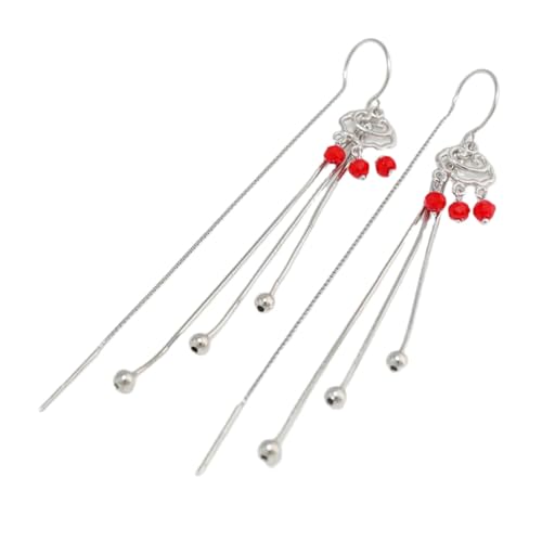 FRCOLOR Silberne Vintage Ohrringe in Schlossform Lange Quasten Ohrhänger Hypoallergen Silberaccessoires für Frauen von FRCOLOR