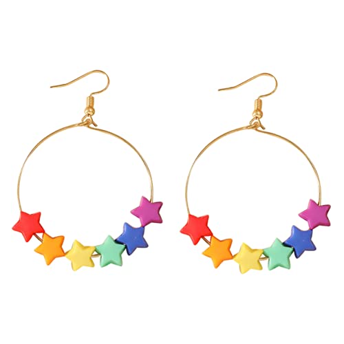 FRCOLOR Bunte Sternohrringe Hängend für Frauen Ohrhänger Nickelfreiem Material Ohrschmuck für Mädchen und Damen für Alltag und Besondere Anlässe von FRCOLOR