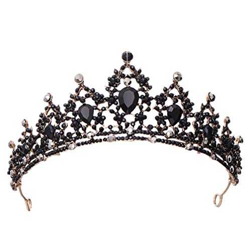 1stk Barocke Retro Schwarze Krone Kronen Für Hochzeit Schwarze Diademe Kristall Barocke Tiara-krone Schwarze Hochzeit Preise Der Schwarzen Krone Braut Haarschmuck Legierung Gotisch von FRCOLOR