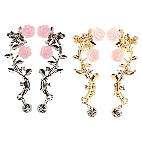 2 Paare Design Ohr Clips Kreative Ohrringe für Besondere Anlässe Vintage Schmuck für Valentinstag Weihnachten von FRCOLOR